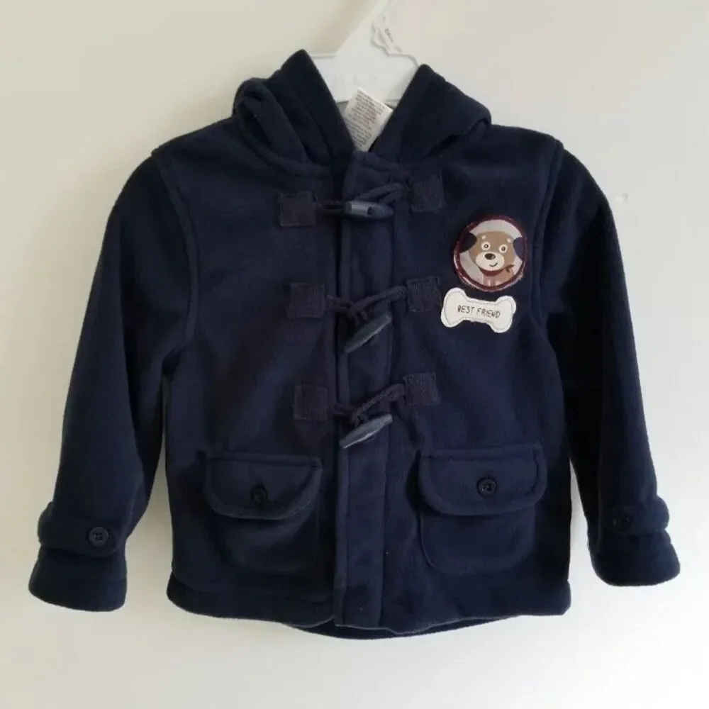 Boys Outfit 18M Hooded Jacket, Cord Pants, Long Sleeve T-Shirt Dog Graphic